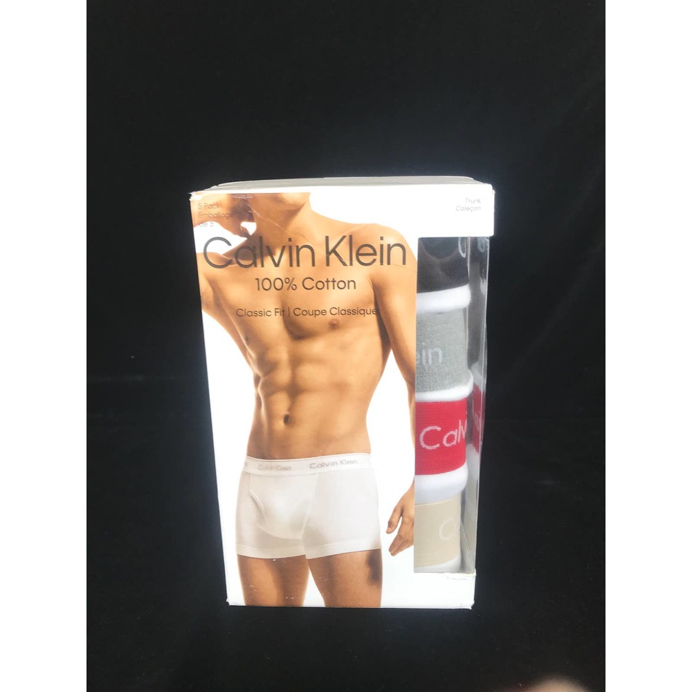 Men's Set of 5 white cotton classic fit trunks underwear Calvin Klein 2XL New